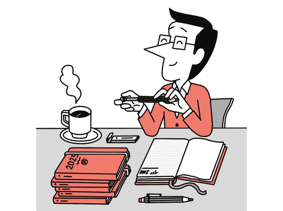 Andrew Tuck writing in his diary