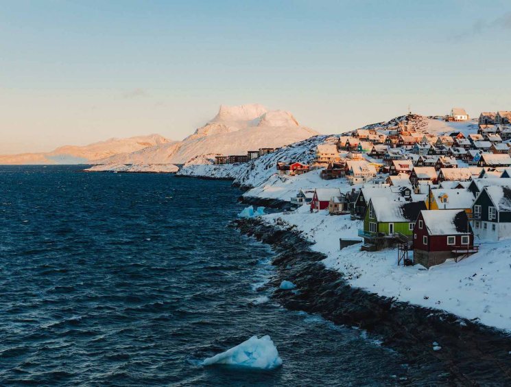A snowy coastline in Nuuk, Greenland