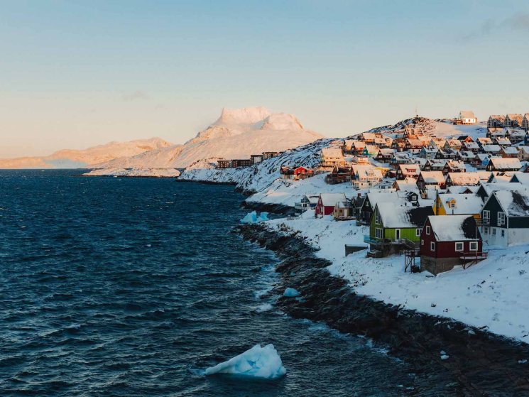 A snowy coastline in Nuuk, Greenland