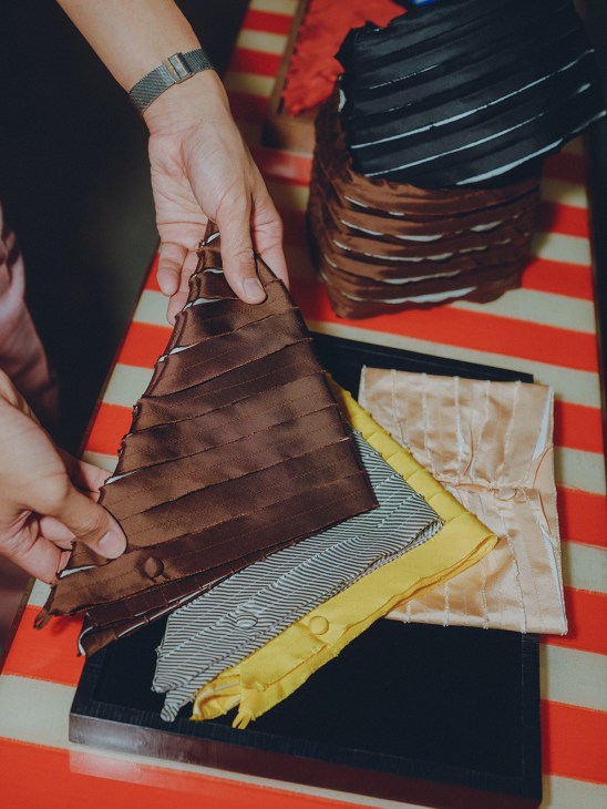 Fabric samples in Shone Puipia's showroom