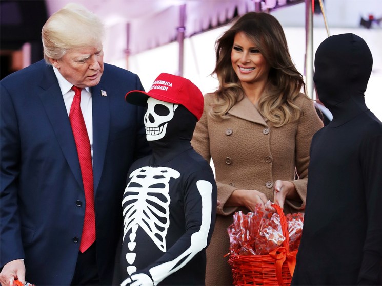 President Donald Trump and first lady Melania Trump host Halloween at the White House on the South Lawn October 30, 2017 in Washington, DC