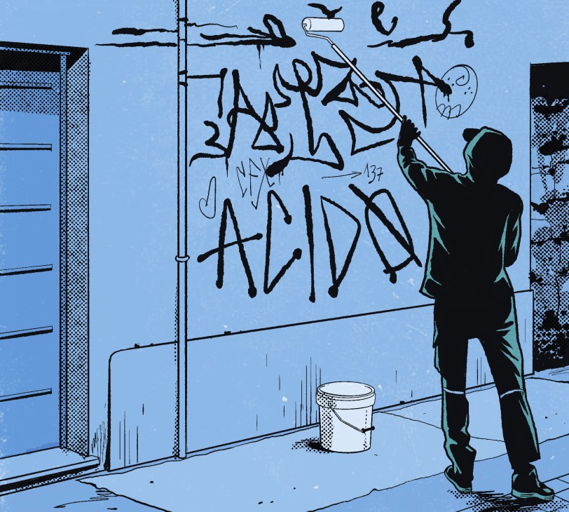 Ghost Pitùr street artist - graffiti clean up