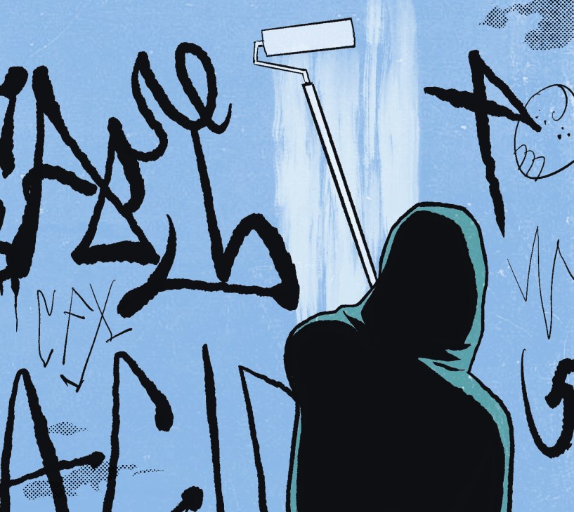 Ghost Pitùr street artist - graffiti clean up