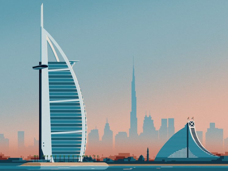 Illustration of the skyline of Dubai