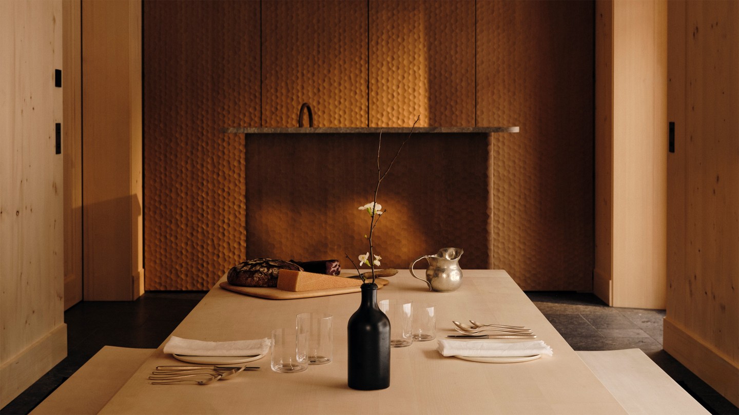 Interior view of the dining space at Almhof Schneider