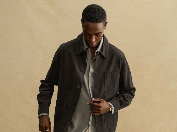 A Day's March cotton lyocell overshirt dark brown