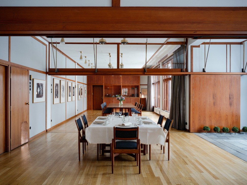 Interior view of a dining table in the Norwegian Embassy in Stockholm