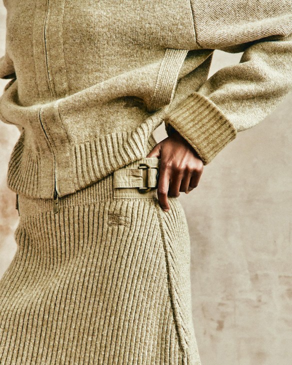 Model wearing knitwear from Burberry