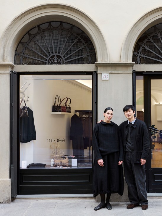 Miraee co-founders Yeonseung Choi and Sara Tonacci outside their store