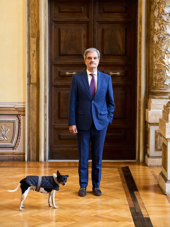 Ambassador Renato Mosca de Souza with his dog, Lila