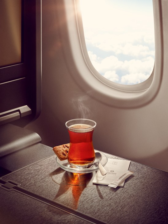 Turkish tea on board a Turkish Airlines flight 