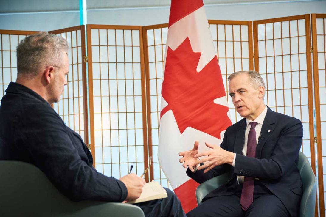 Mark Carney being interviewed by Monocle's chairman and editorial director, Tyler Brule