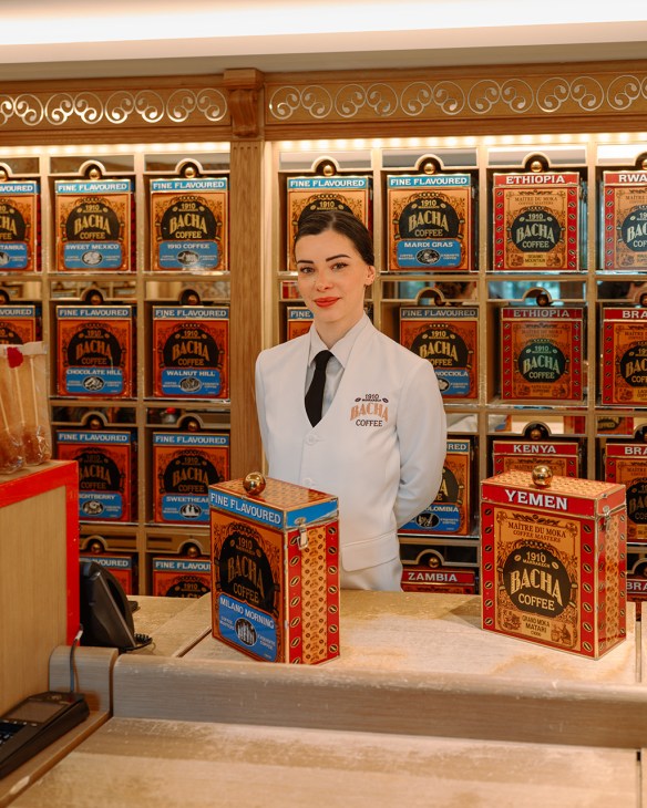 Staff at the Ritz Paris selling Bacha Coffee