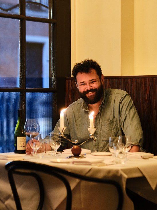 Australian restaurateur Charlie Mellor at his Italian-inspired restaurant, Osteria Vibrato in Soho, London
