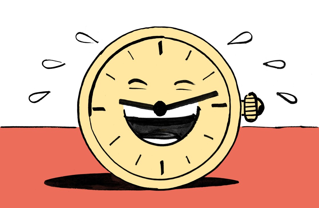 Illustration of a laughing clock