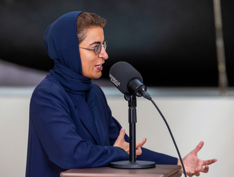 Noura Al Kaabi being interviewed for Monocle