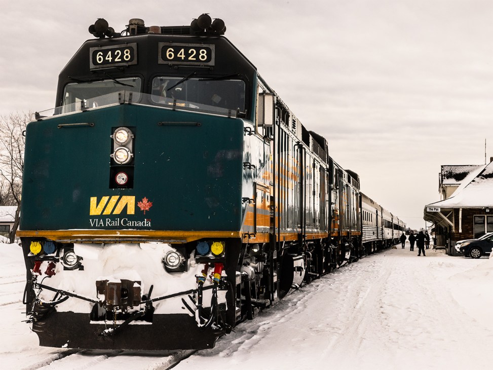 Stopping at The Pas (pronounced ‘The Paw’) station on Via Rail Canada’s Hudson Bay line