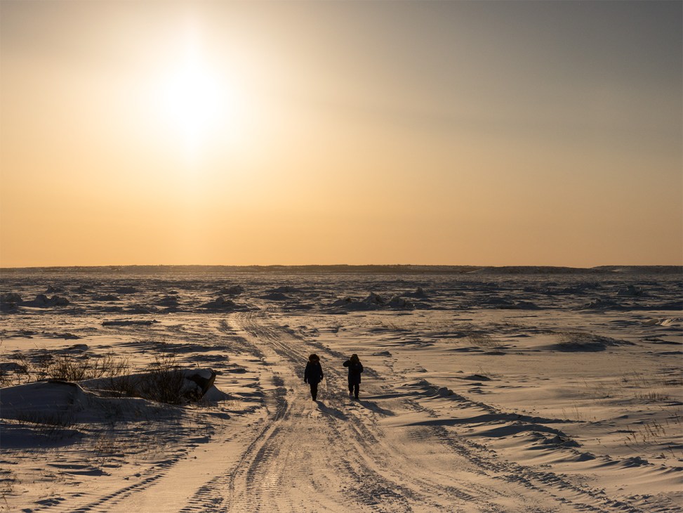 Churchill residents in the snow