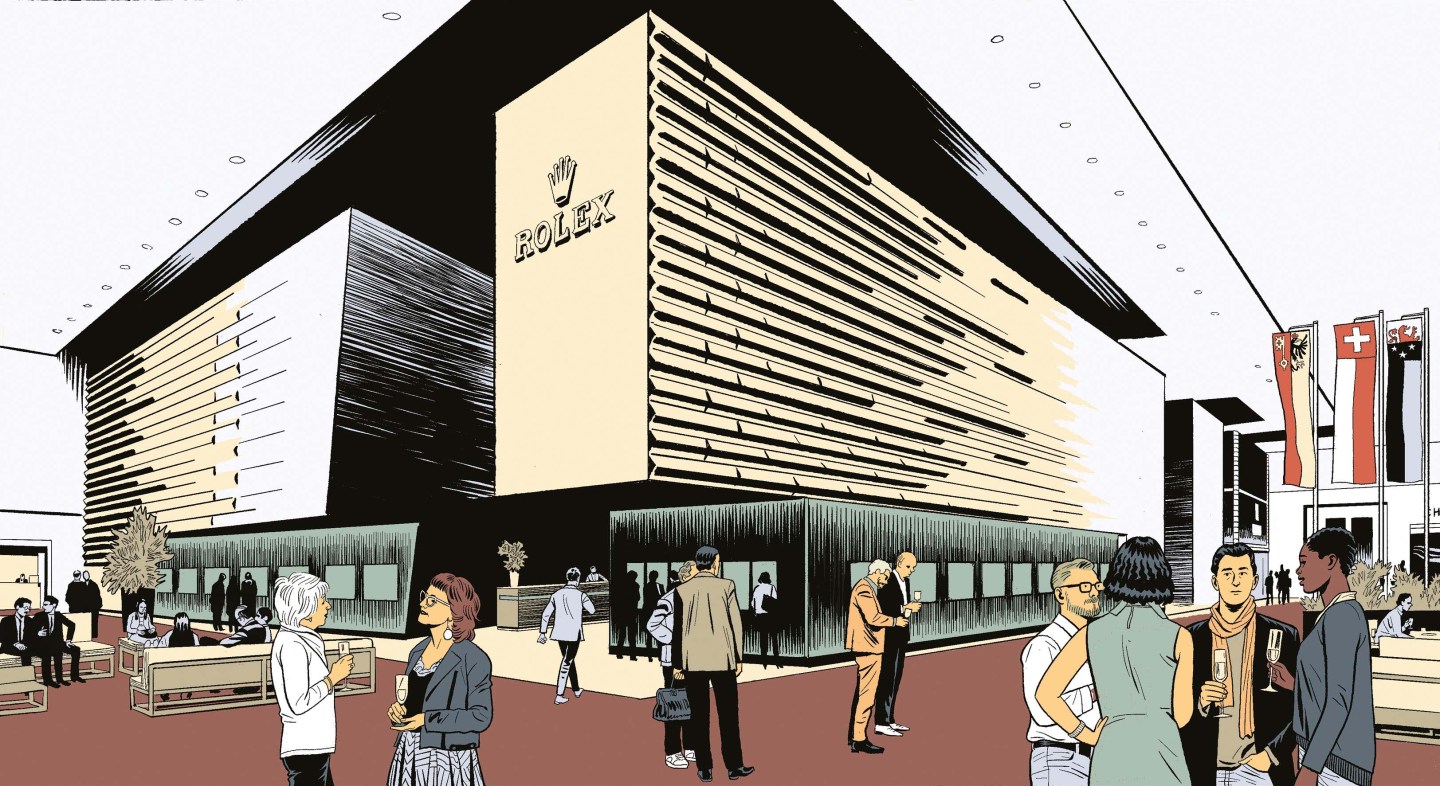 Illustration of Rolex storefront