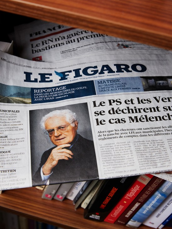Stacks of Le Figaro newspapers