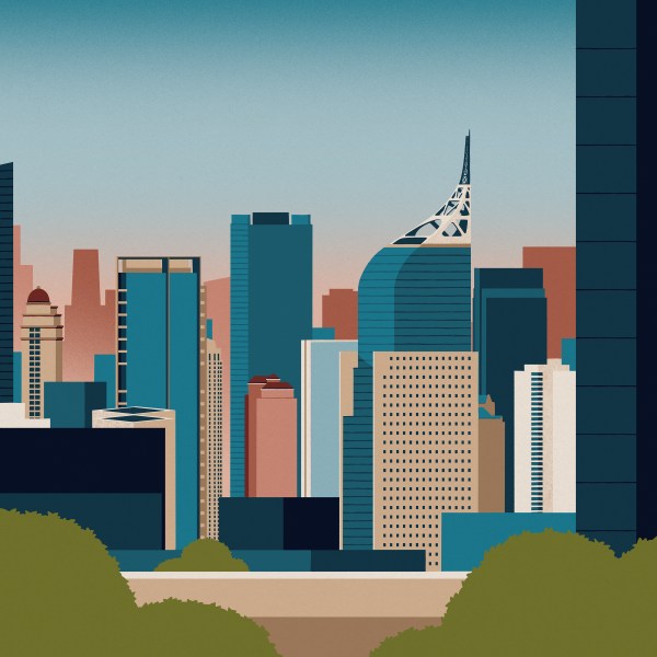 An illustration of the Jakarta skyline