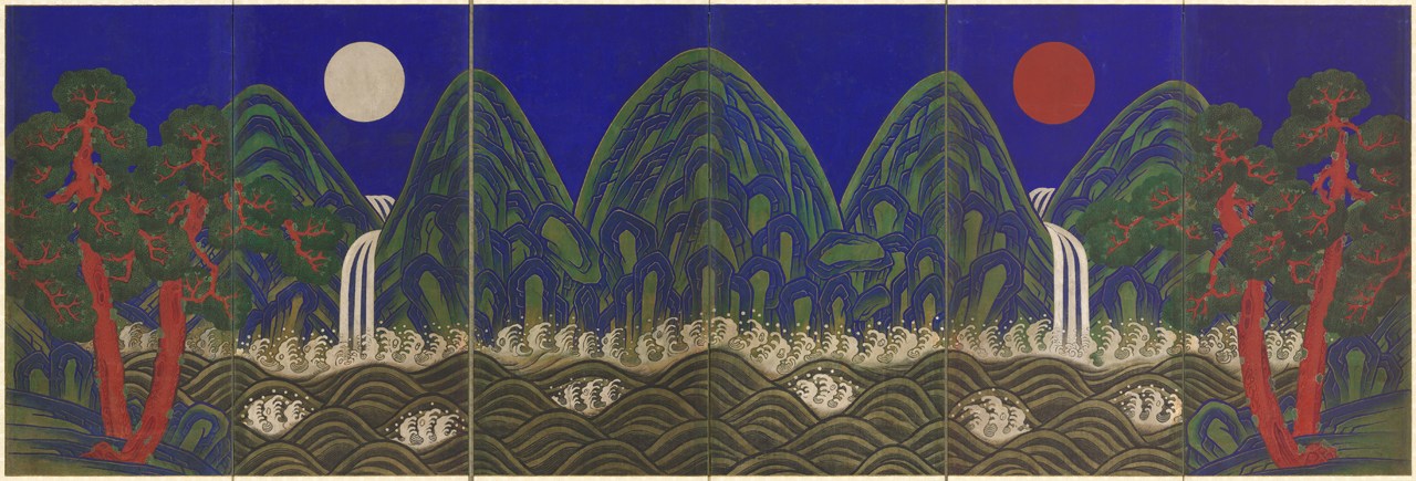 Sun, Moon and Five Peaks, 19th century. © National Museum of Korea