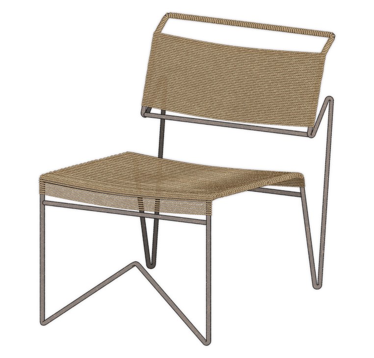 Rope chair with steel frame wrapped in plastic cord, designed by Clara Porset and Xavier Guerrero in 1950.