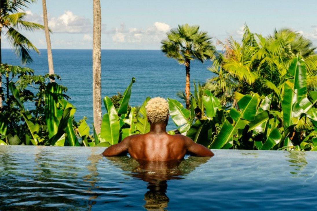 Person in an infinity pool in Brazil