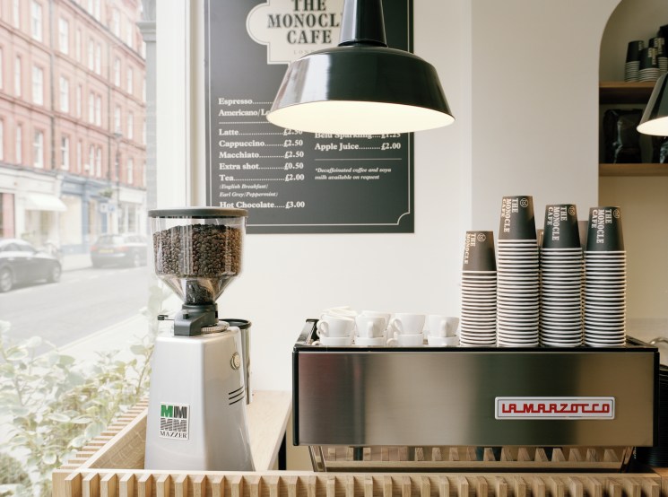 Monocle with coffee and cake