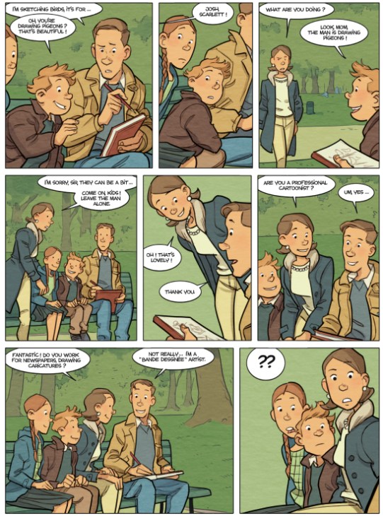 Second panel of Hamo's illustrated story showing the evolution of BD