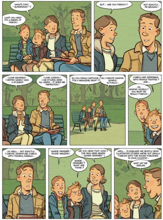 Third panel of Hamo's illustrated story about comic book culture