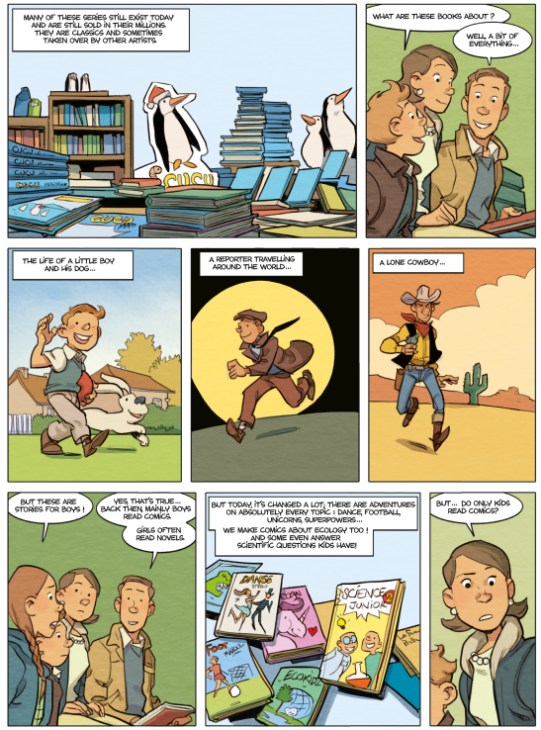 Fifth panel of Hamo's illustrated story about bande dessinées