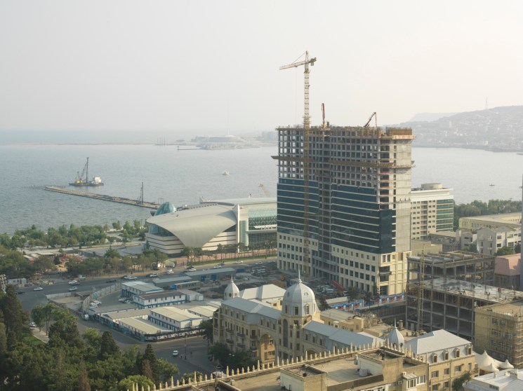 A new hotel under construction near the waterfront