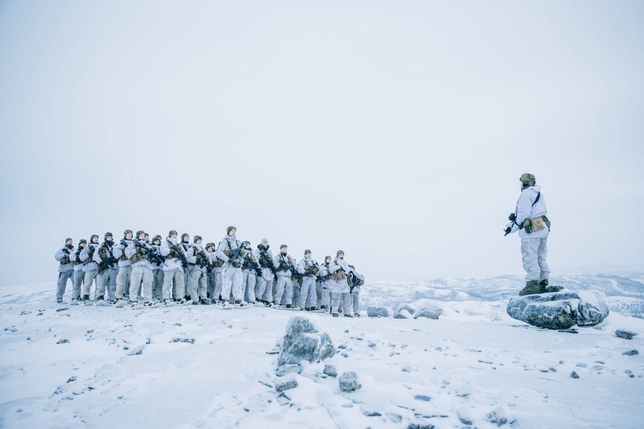 Troops during a cold-weather training exercise in Norway