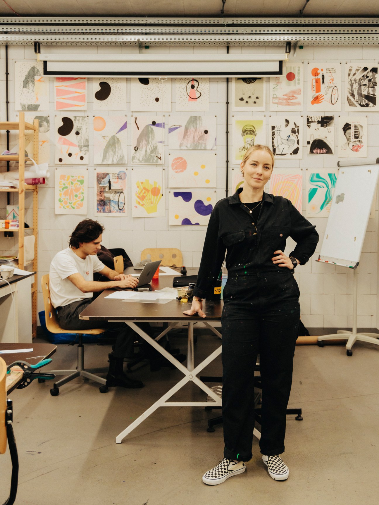 Tutor Estera Mrowka working in printing workshop