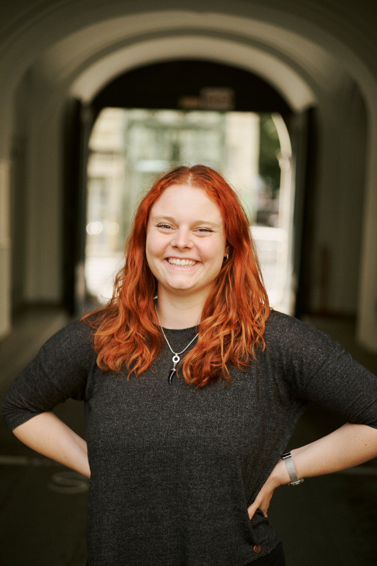 Portrait of Miriam Gruber, an Austrian student and president of the students association