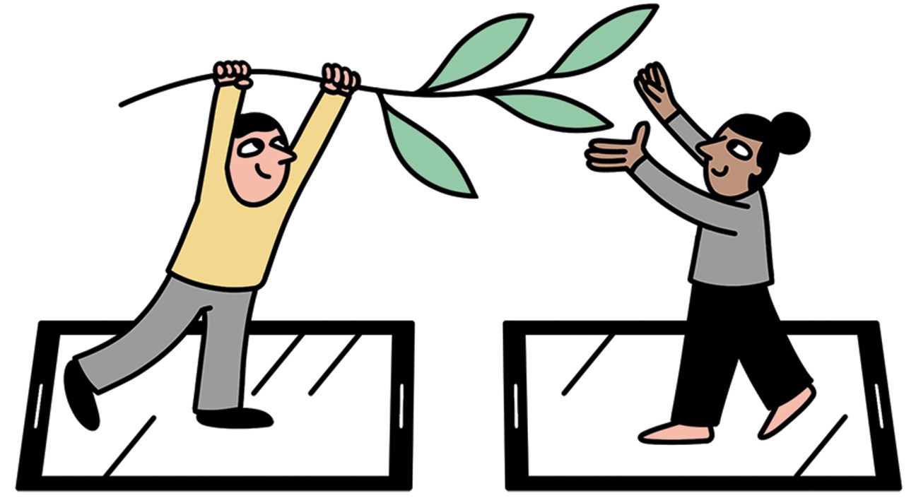 Illustration representing forgiveness and understanding in online interactions