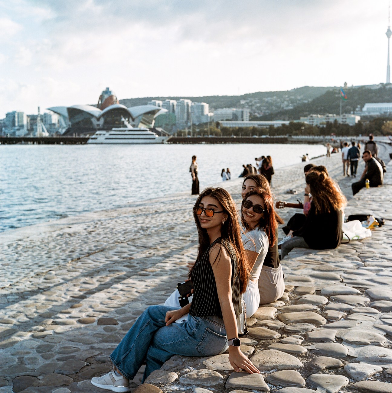 Relaxing on the shores of the Caspian Sea, Baku