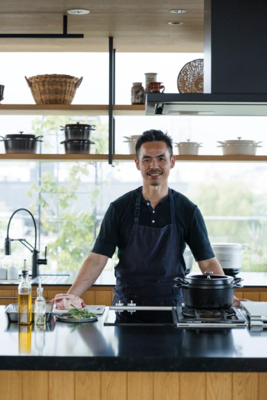 Portrait of executive chef Naoki Toya in chef's whites at The Foundry restaurant