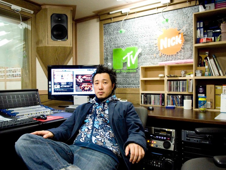 Bernie Cho in his audio suite at MTV's Seoul base