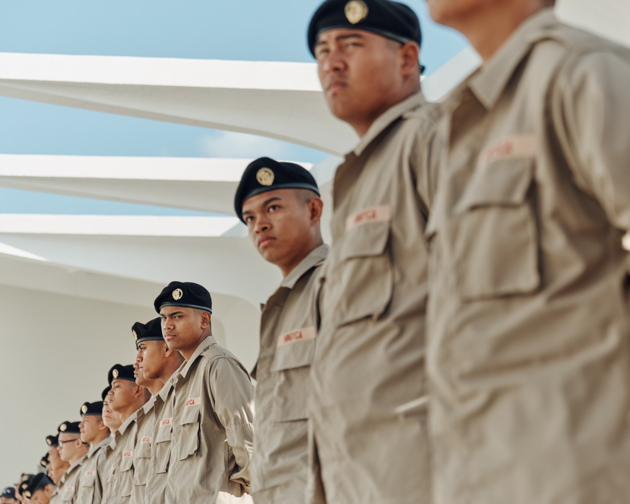 Hawaii National Guard recruits visiting the USS Arizona memorial at Pearl Harbor