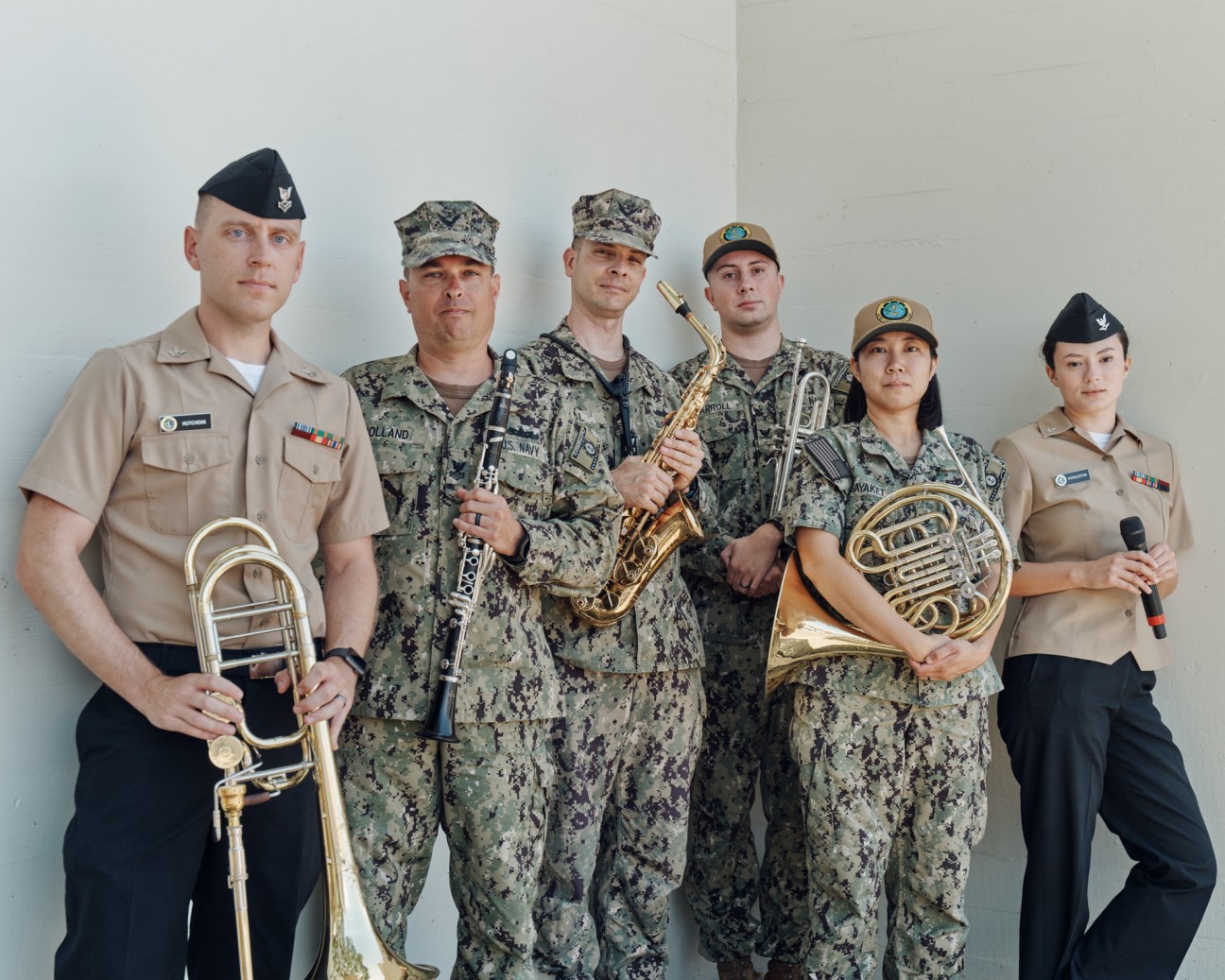 Members of the US Pacific Fleet Band performing at a military ceremony
