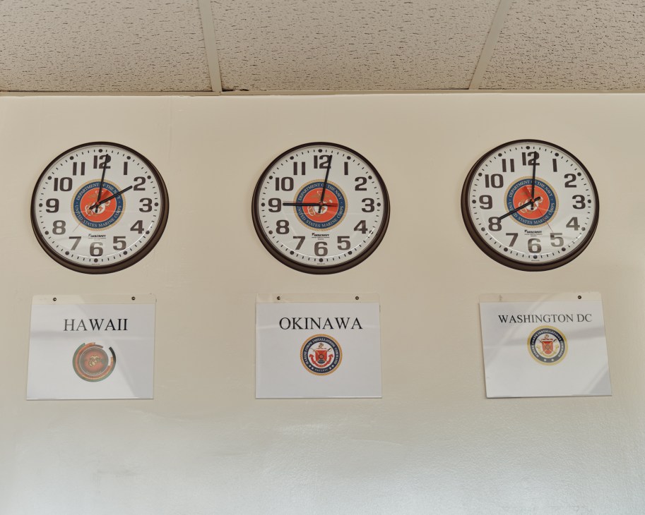 Military clock showing time at the Marine Corps base in Hawaii