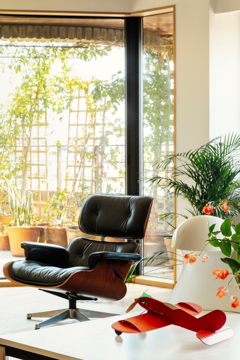 Modernised apartment interior with contemporary surfaces and city views