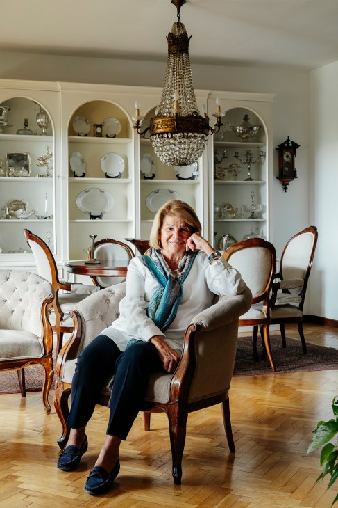María Adela sitting in her apartment with views across Valencia