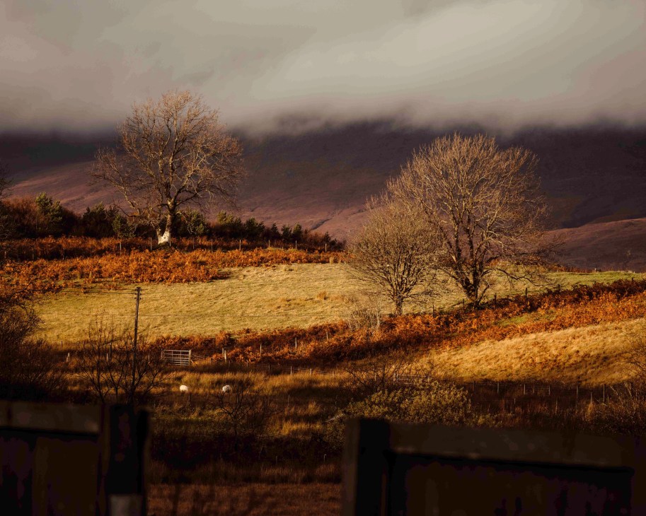 Changing weather over Scottish landscape
