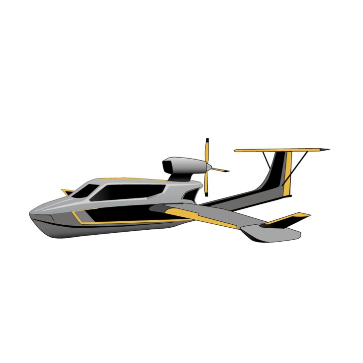 Aron M80 ground effect vehicle hovering just above water surface