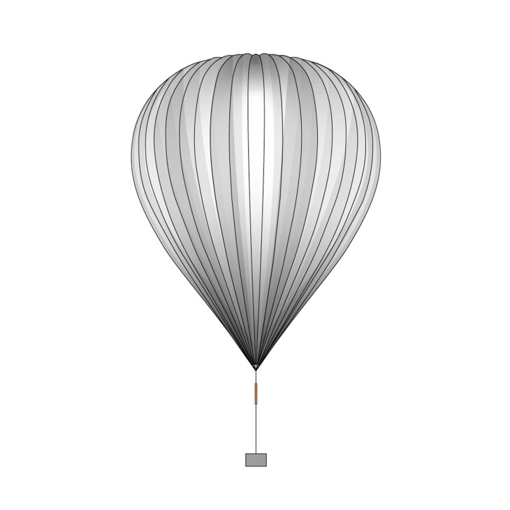 High-altitude surveillance balloon floating in clear blue sky