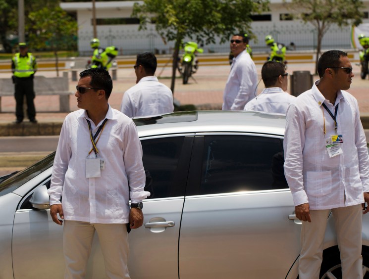 Bodyguards of president Juan Manuel Santos in Cartagena