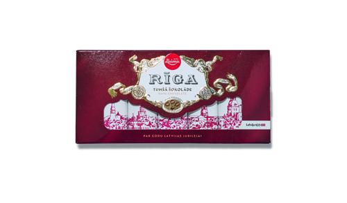 A purple box of Riga brand milk chocolate confectionery.